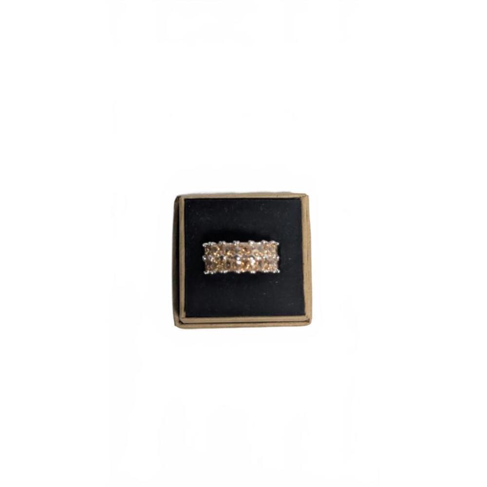 Elegant Vintage-Inspired Champagne Crystal Ring Size 7 - Picture 2 of 9